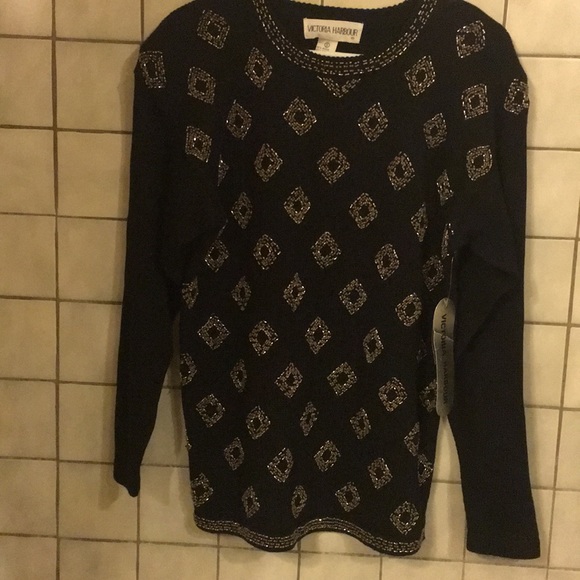 Victoria Harbour Sweaters - Black Multi Beaded Women’s Sweater NEW W/Tags Sz S Victoria Harbour Sweaters - Black Multi Beaded Women’s Sweater NEW W/Tags Sz S